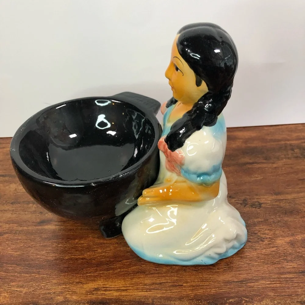 Senorita Ceramic Serveware Salsa Chip Dip‎ Bowl Mexican Girl Kitchen Painted
